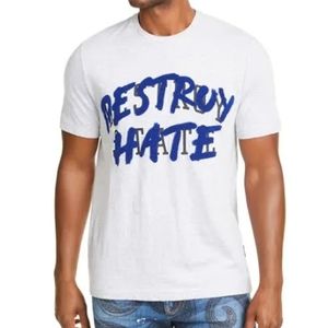 Sean John Gray Blue Destroy Hate Graphic T-Shirt